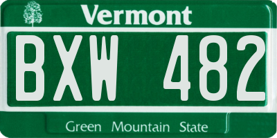 VT license plate BXW482