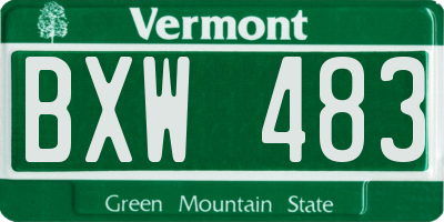 VT license plate BXW483