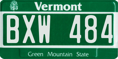 VT license plate BXW484