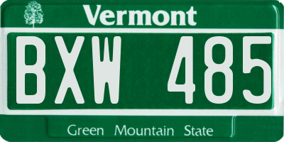 VT license plate BXW485