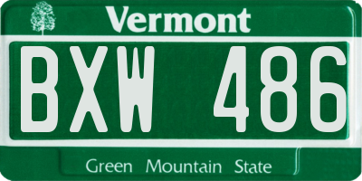 VT license plate BXW486