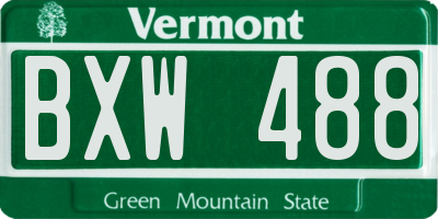 VT license plate BXW488