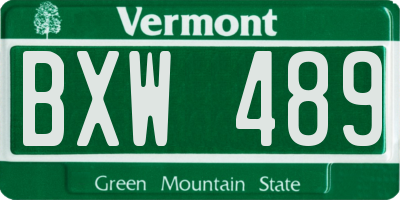 VT license plate BXW489