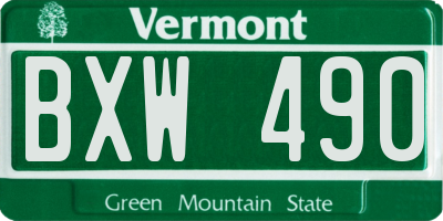VT license plate BXW490