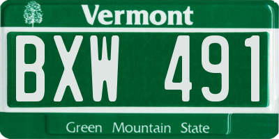 VT license plate BXW491