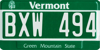 VT license plate BXW494