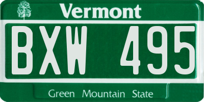 VT license plate BXW495