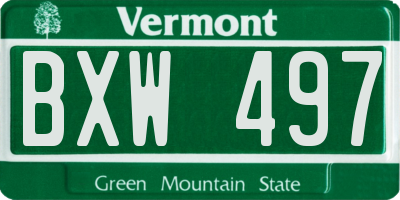 VT license plate BXW497