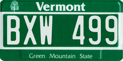 VT license plate BXW499