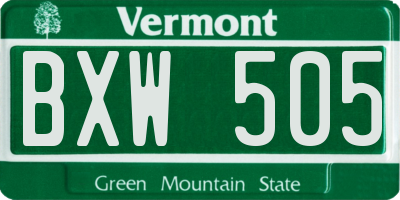 VT license plate BXW505