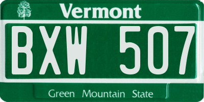 VT license plate BXW507