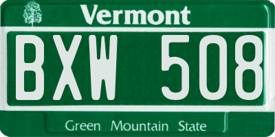 VT license plate BXW508