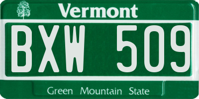 VT license plate BXW509
