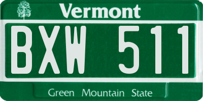 VT license plate BXW511