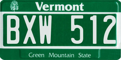 VT license plate BXW512