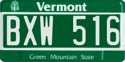 VT license plate BXW516