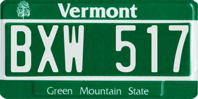 VT license plate BXW517