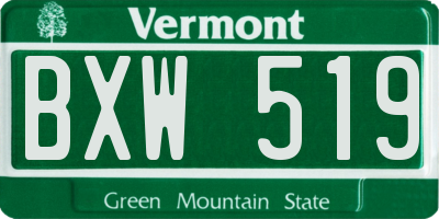 VT license plate BXW519