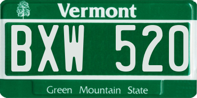 VT license plate BXW520