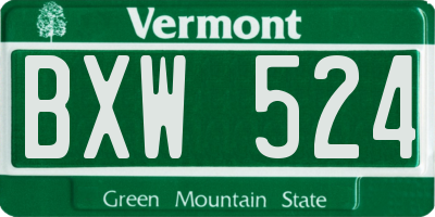 VT license plate BXW524