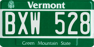 VT license plate BXW528