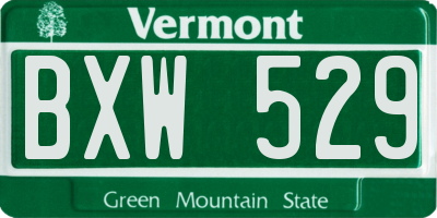 VT license plate BXW529