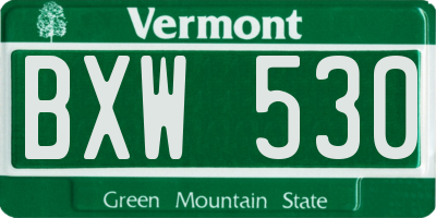VT license plate BXW530