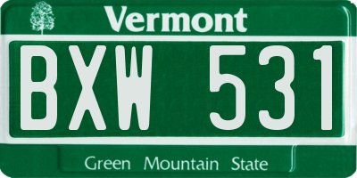 VT license plate BXW531