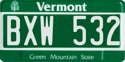 VT license plate BXW532