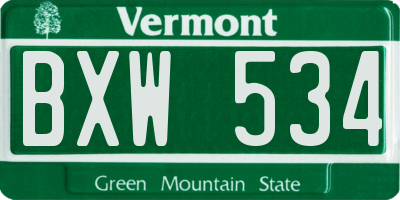 VT license plate BXW534