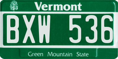 VT license plate BXW536