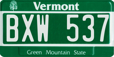 VT license plate BXW537