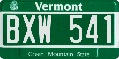 VT license plate BXW541