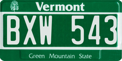 VT license plate BXW543