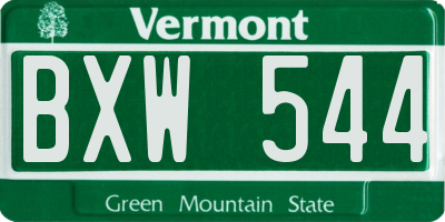 VT license plate BXW544