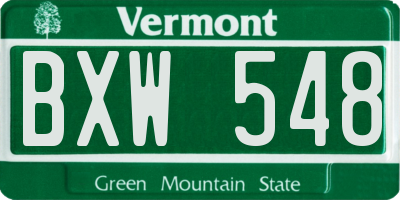 VT license plate BXW548