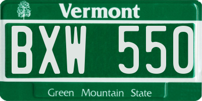 VT license plate BXW550