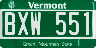VT license plate BXW551