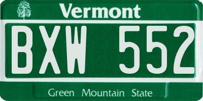 VT license plate BXW552