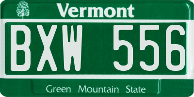 VT license plate BXW556