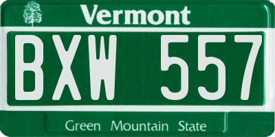 VT license plate BXW557