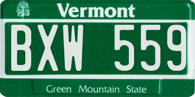 VT license plate BXW559