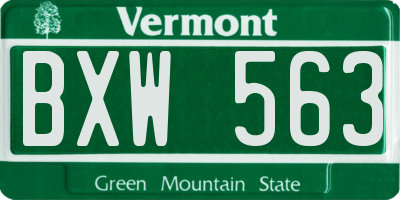 VT license plate BXW563