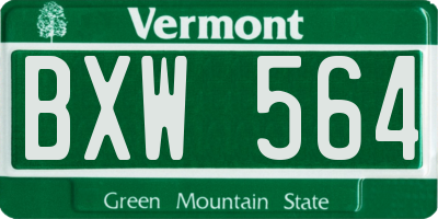 VT license plate BXW564