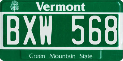VT license plate BXW568