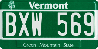 VT license plate BXW569