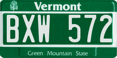 VT license plate BXW572
