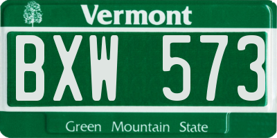 VT license plate BXW573