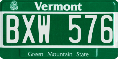 VT license plate BXW576