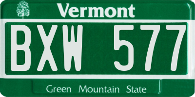 VT license plate BXW577